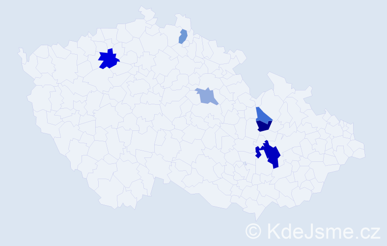 Příjmení: 'Kunštátská', počet výskytů 10 v celé ČR