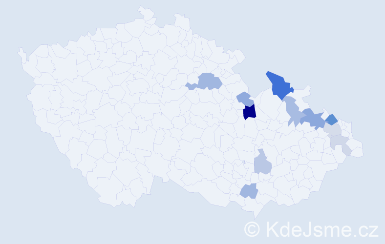 Příjmení: 'Kekelák', počet výskytů 24 v celé ČR