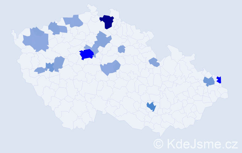 Příjmení: 'Celer', počet výskytů 56 v celé ČR