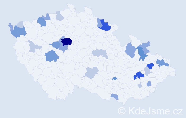 Příjmení: 'Bálint', počet výskytů 80 v celé ČR