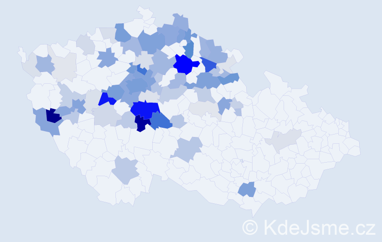 Příjmení: 'Páv', počet výskytů 340 v celé ČR