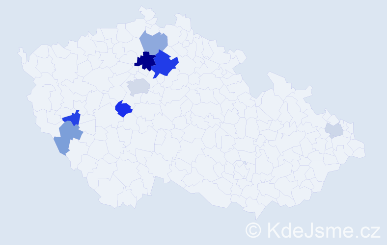 Příjmení: 'Cinner', počet výskytů 15 v celé ČR