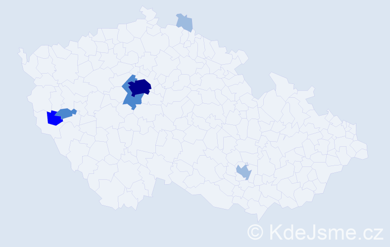 Příjmení: 'Khas', počet výskytů 13 v celé ČR