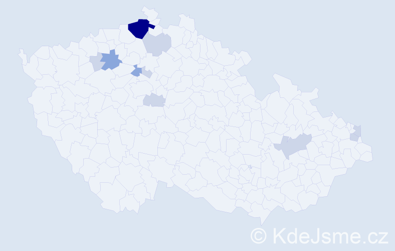 Příjmení: 'Gujdanová', počet výskytů 26 v celé ČR