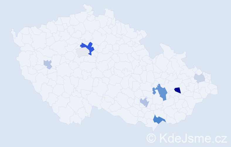 Příjmení: 'Kobedová', počet výskytů 13 v celé ČR
