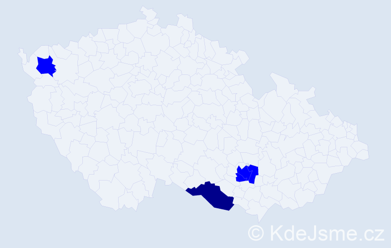 Příjmení: 'Dechet', počet výskytů 5 v celé ČR