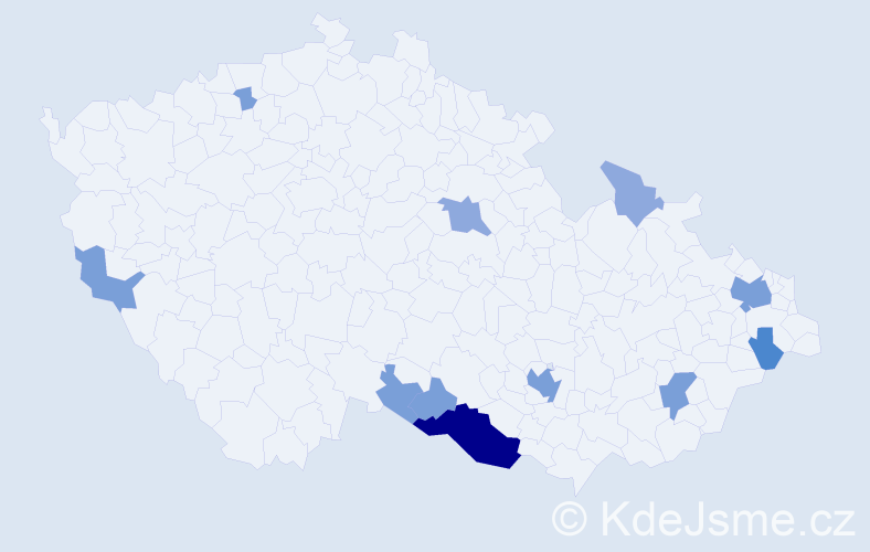 Příjmení: 'Latner', počet výskytů 26 v celé ČR