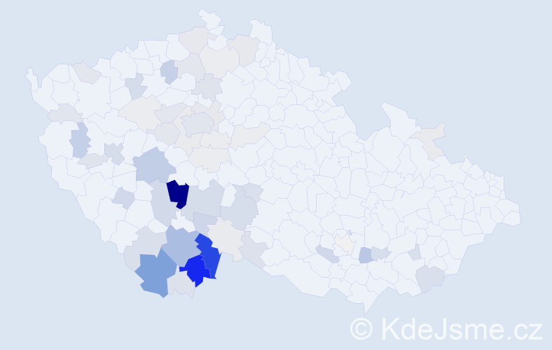 Příjmení: 'Baštýřová', počet výskytů 202 v celé ČR