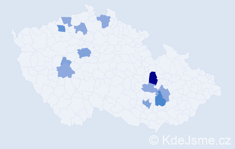 Příjmení: 'Kanka', počet výskytů 27 v celé ČR