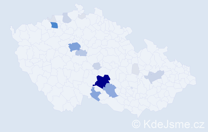 Příjmení: 'Antonů', počet výskytů 69 v celé ČR
