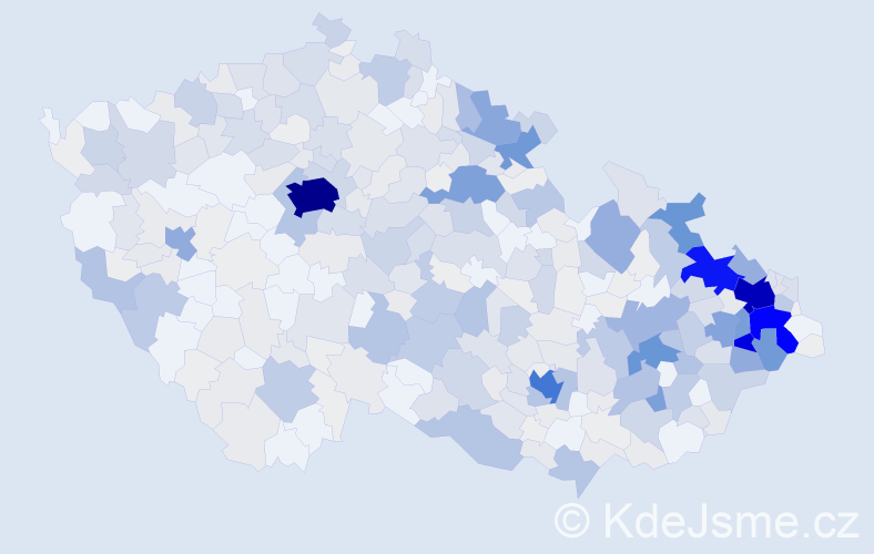Příjmení: 'Kocián', počet výskytů 2008 v celé ČR
