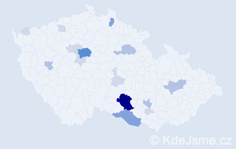 Příjmení: 'Petz', počet výskytů 45 v celé ČR