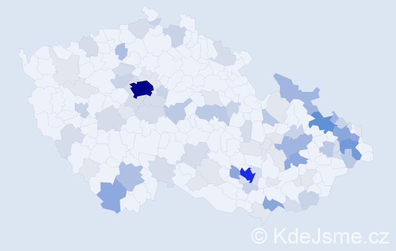 Příjmení: 'Kocian', počet výskytů 272 v celé ČR