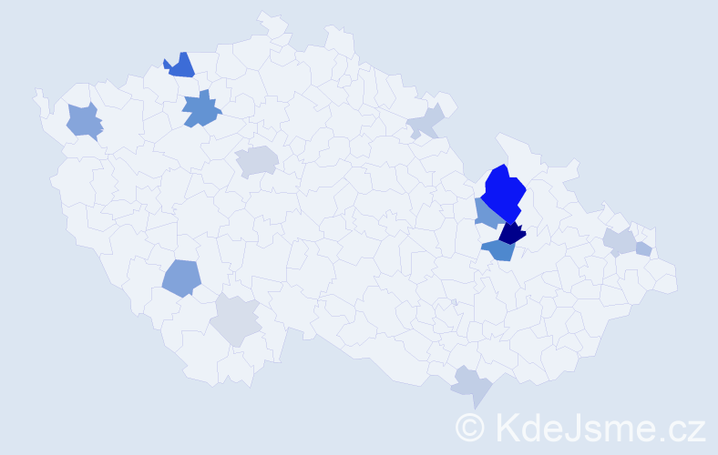 Příjmení: 'Dražný', počet výskytů 45 v celé ČR