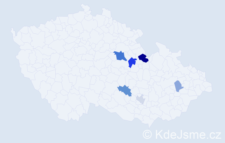 Příjmení: 'Tobešová', počet výskytů 19 v celé ČR