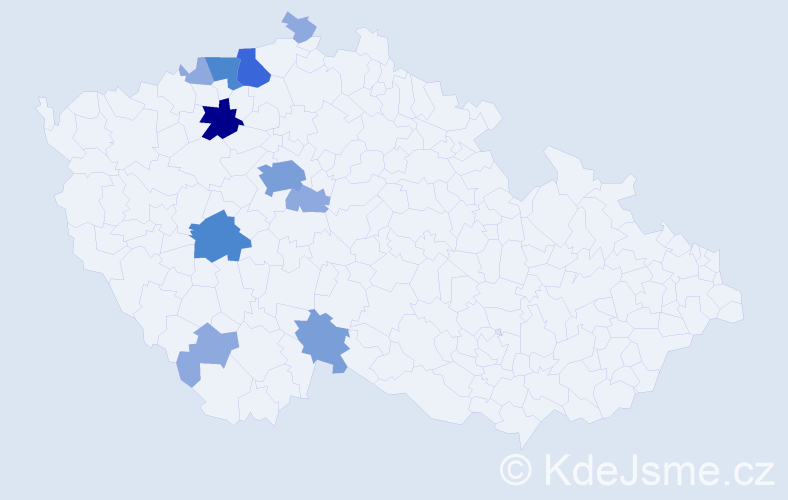 Příjmení: 'Bredlová', počet výskytů 25 v celé ČR