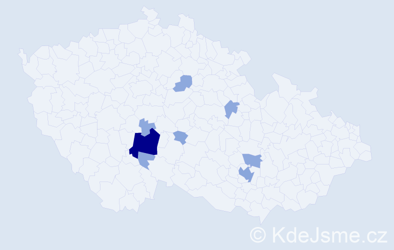 Příjmení: 'Meišnerová', počet výskytů 18 v celé ČR