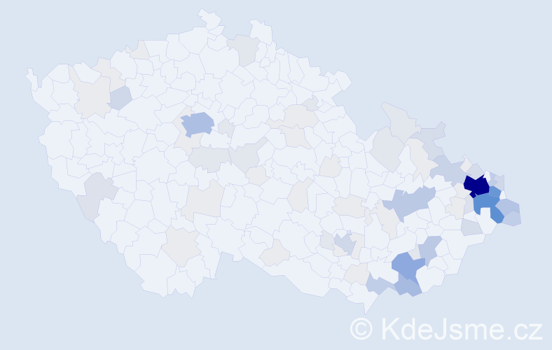 Příjmení: 'Mokroš', počet výskytů 290 v celé ČR