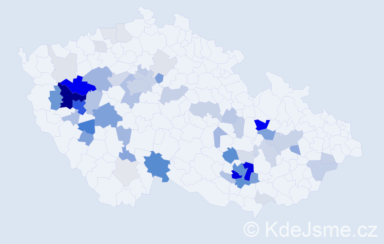 Příjmení: 'Chudáček', počet výskytů 192 v celé ČR