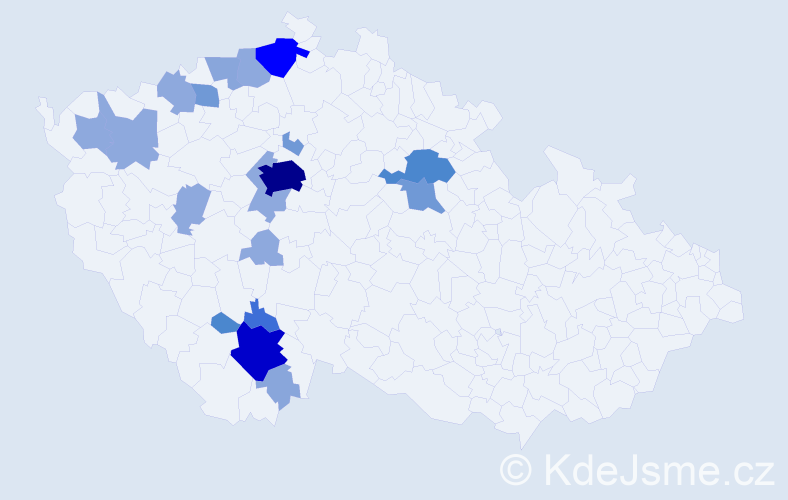 Příjmení: 'Trenda', počet výskytů 57 v celé ČR