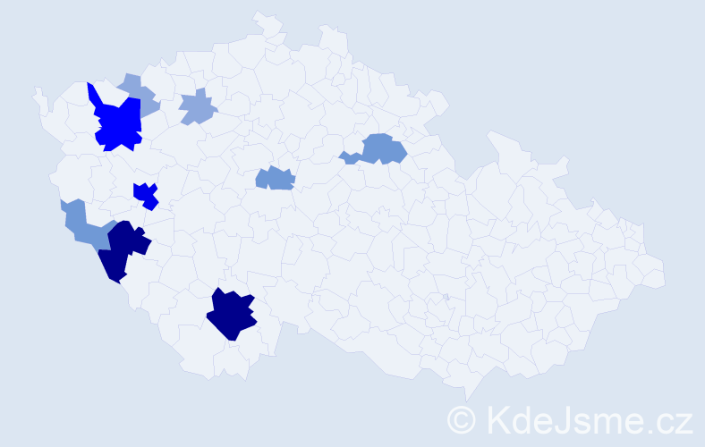 Příjmení: 'Taušek', počet výskytů 29 v celé ČR