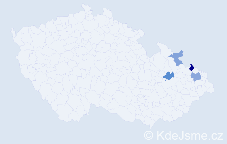 Příjmení: 'Miškev', počet výskytů 8 v celé ČR
