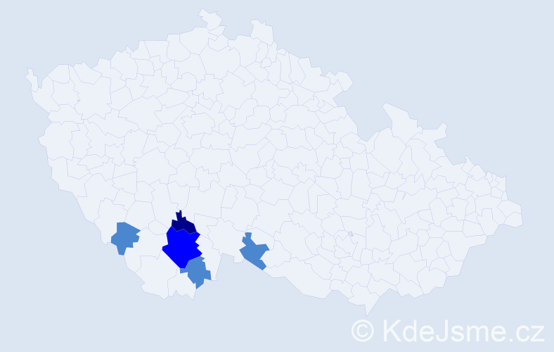 Příjmení: 'Řečíkov', počet výskytů 8 v celé ČR