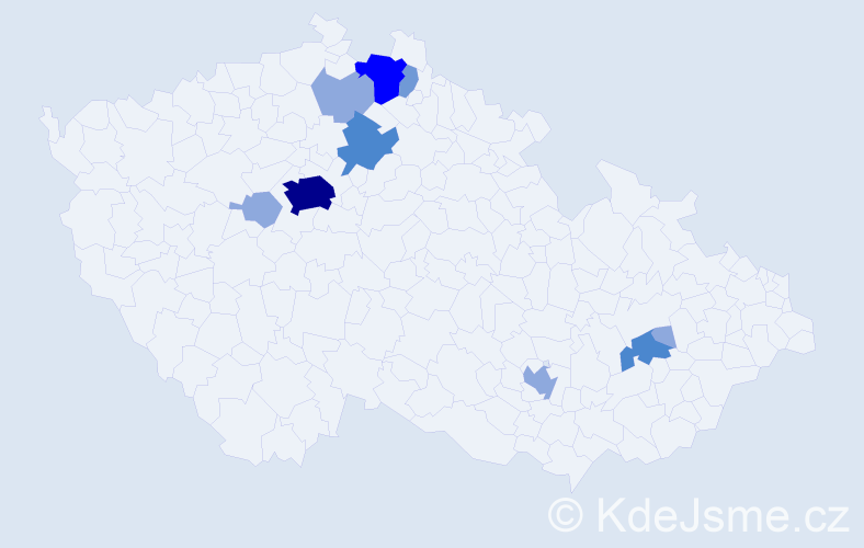 Příjmení: 'Kadlas', počet výskytů 22 v celé ČR
