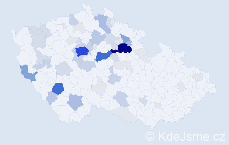 Příjmení: 'Kadečka', počet výskytů 206 v celé ČR