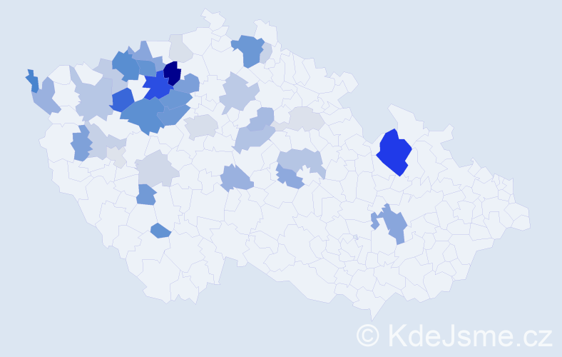 Příjmení: 'Vajcová', počet výskytů 102 v celé ČR