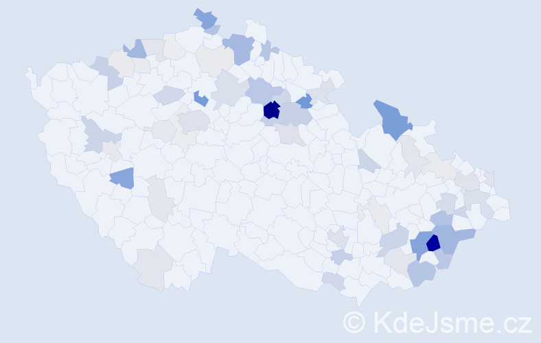 Příjmení: 'Bajza', počet výskytů 205 v celé ČR
