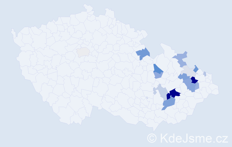 Příjmení: 'Dýčka', počet výskytů 57 v celé ČR