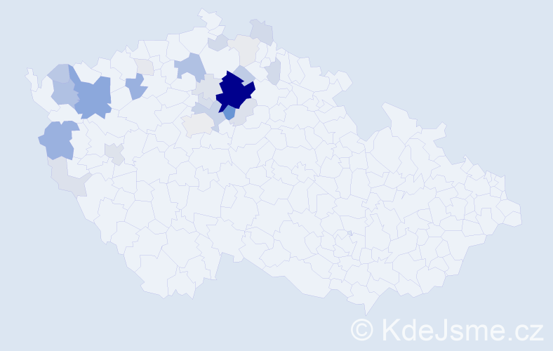 Příjmení: 'Vaňousek', počet výskytů 109 v celé ČR