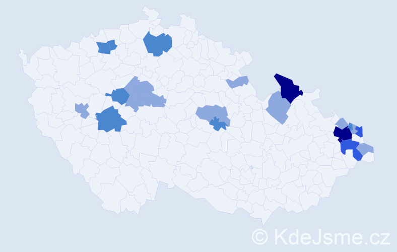 Příjmení: 'Polaček', počet výskytů 40 v celé ČR