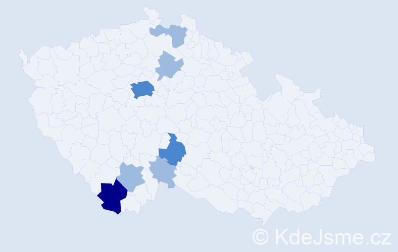 Příjmení: 'Cajzová', počet výskytů 13 v celé ČR
