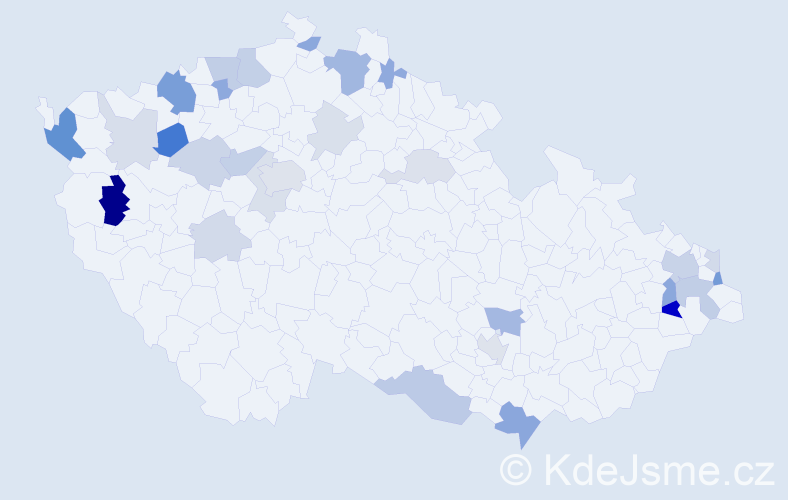 Příjmení: 'Hrivňák', počet výskytů 65 v celé ČR