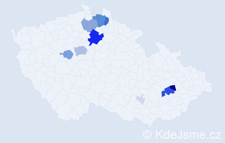 Příjmení: 'Kadlas', počet výskytů 22 v celé ČR