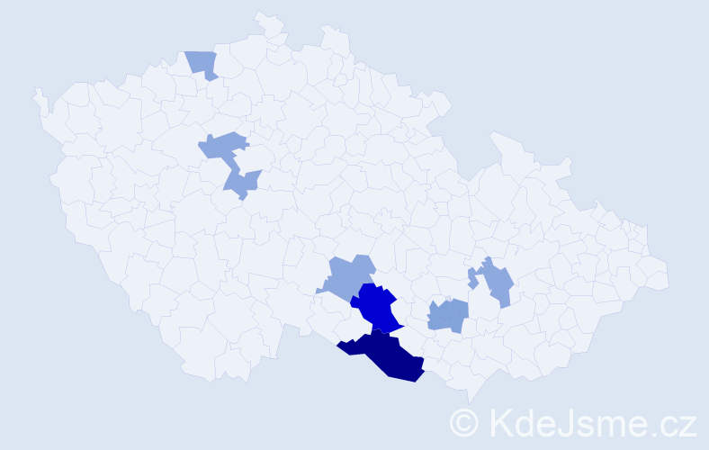 Příjmení: 'Kozdasová', počet výskytů 24 v celé ČR