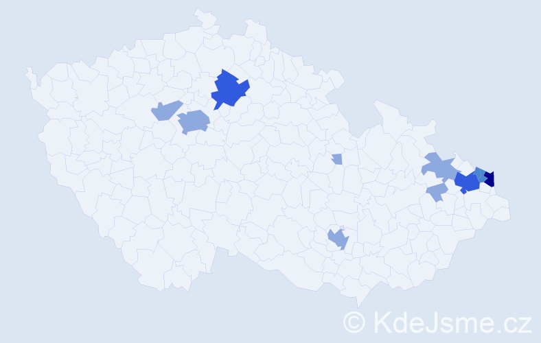 Příjmení: 'Grabiec', počet výskytů 21 v celé ČR