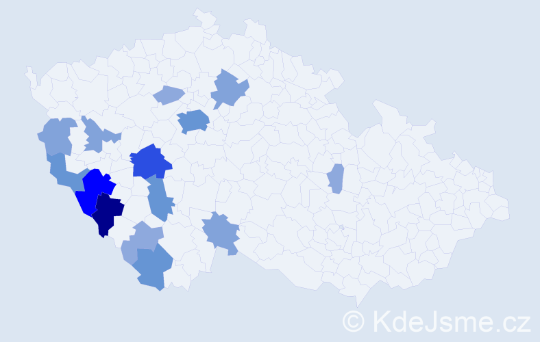 Příjmení: 'Haidinger', počet výskytů 42 v celé ČR