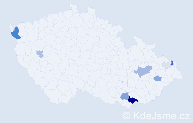 Příjmení: 'Kulčárová', počet výskytů 20 v celé ČR
