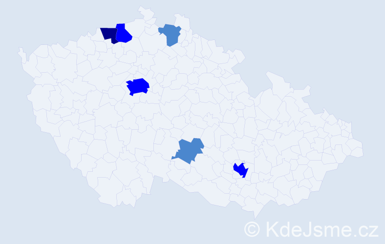 Příjmení: 'Deliu', počet výskytů 11 v celé ČR