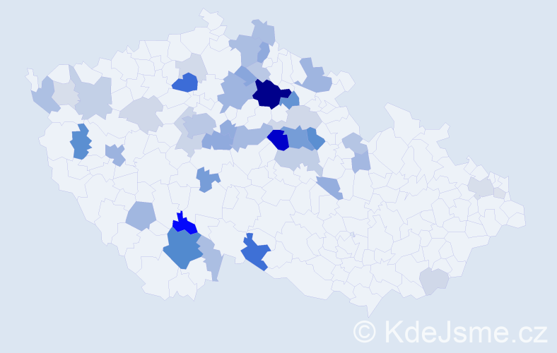 Příjmení: 'Kaska', počet výskytů 134 v celé ČR