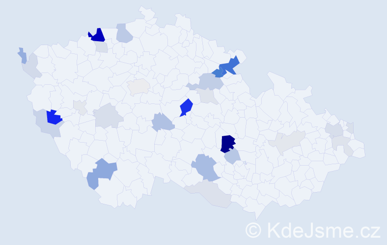 Příjmení: 'Cisárová', počet výskytů 67 v celé ČR