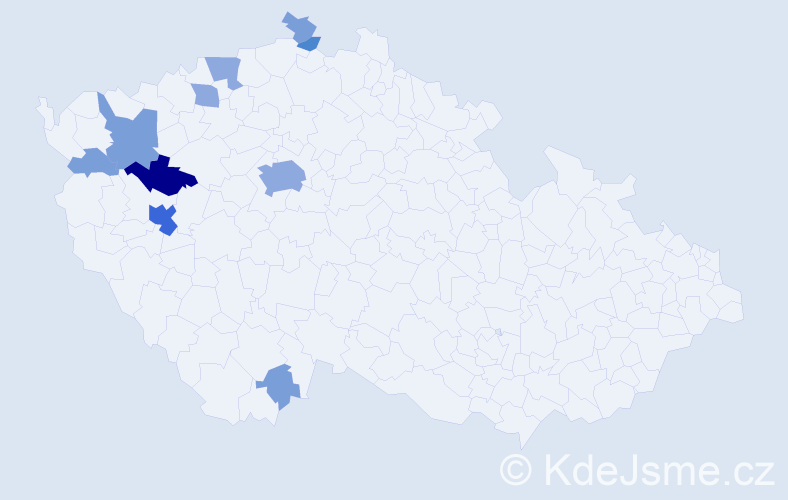 Příjmení: 'Běláčová', počet výskytů 25 v celé ČR