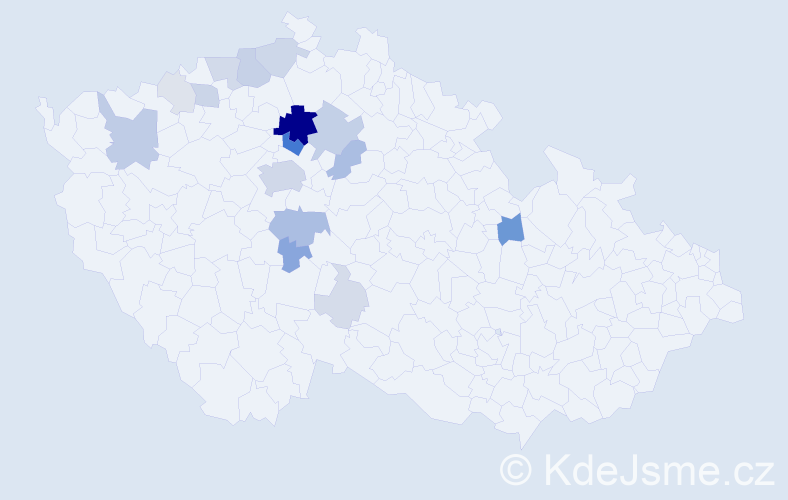 Příjmení: 'Techlovský', počet výskytů 65 v celé ČR