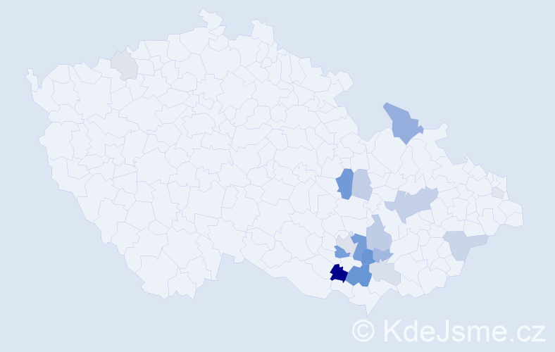 Příjmení: 'Mezuláník', počet výskytů 44 v celé ČR