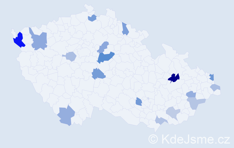 Příjmení: 'Andrášiková', počet výskytů 29 v celé ČR