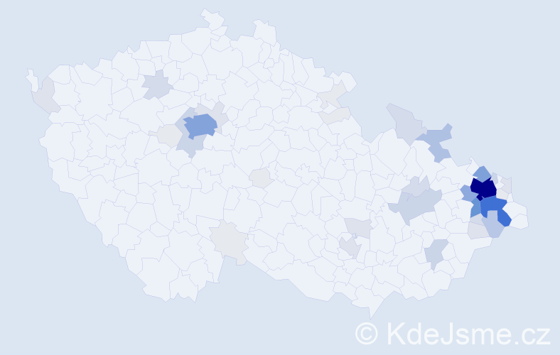 Příjmení: 'Tylečková', počet výskytů 198 v celé ČR