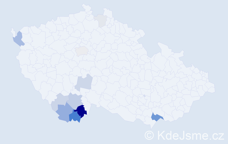 Příjmení: 'Birešová', počet výskytů 36 v celé ČR